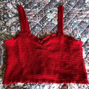 Forever 21 Plus Smocked Lettuce Trim Crop Top